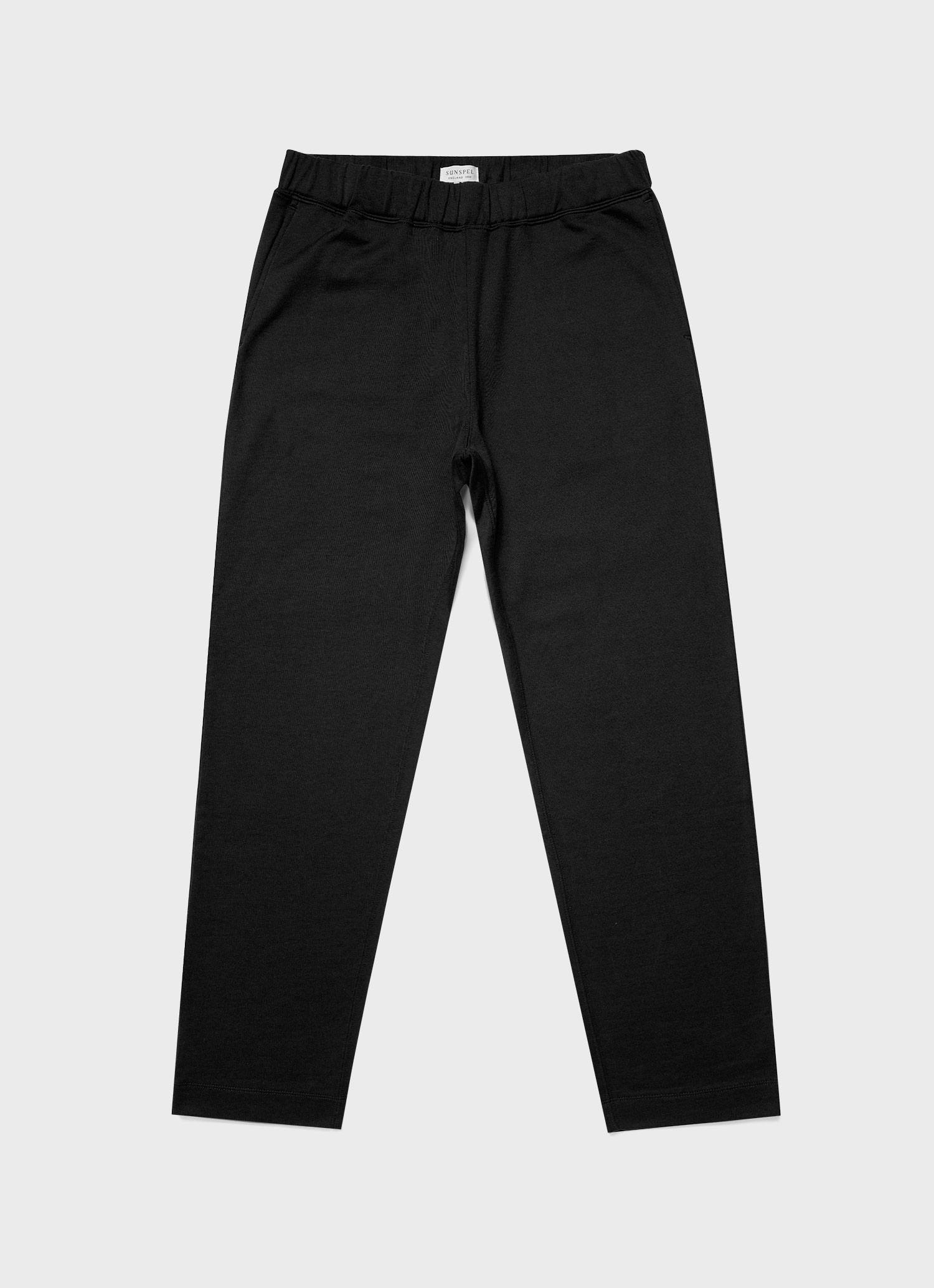 Men's Sea Island Cotton Sweatpants in Black | Sunspel