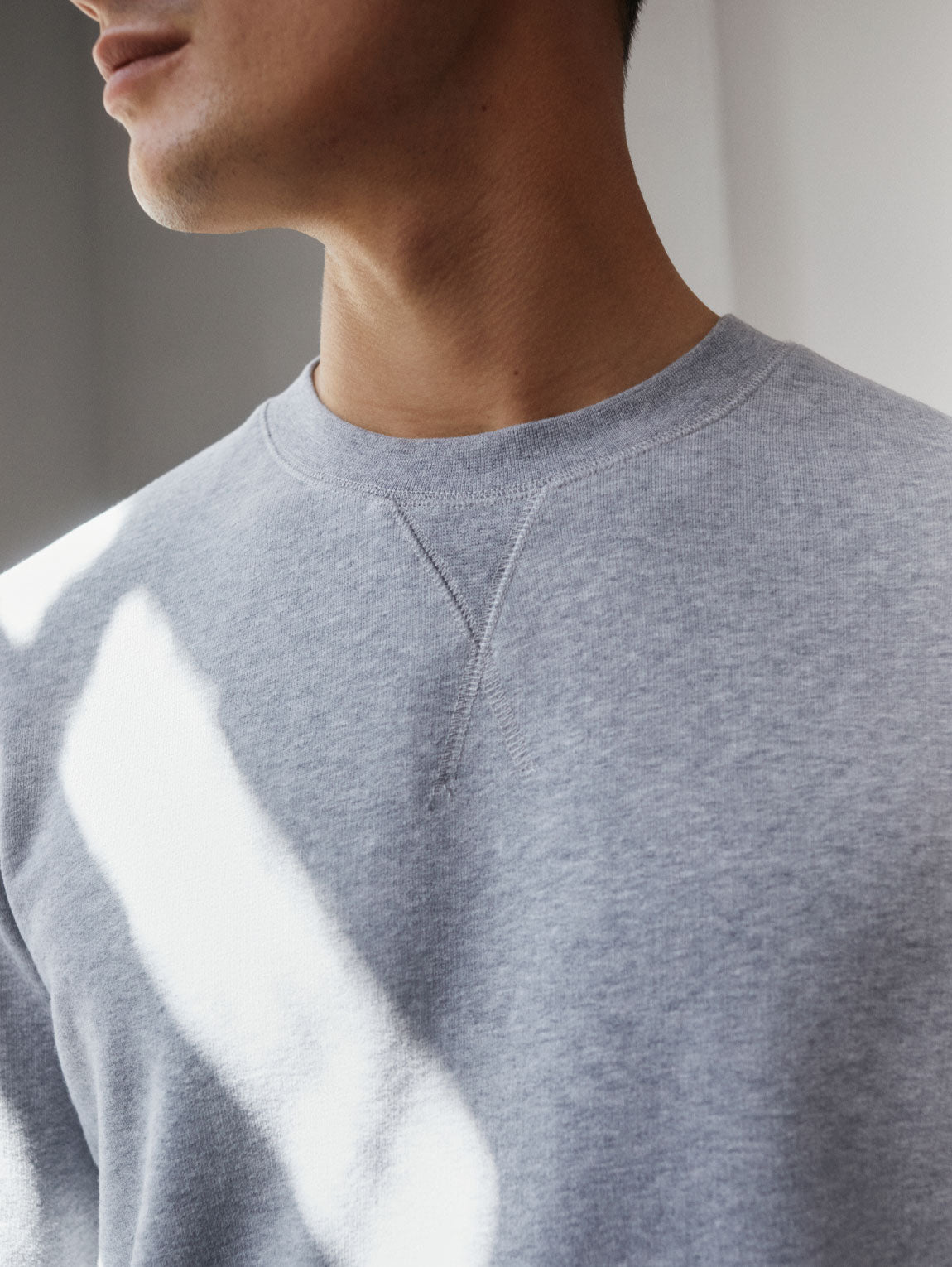 Men's Loopback Sweatshirt in Grey Melange | Sunspel