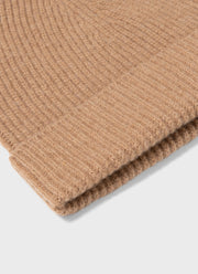 Cashmere Ribbed Hat in Brown Melange