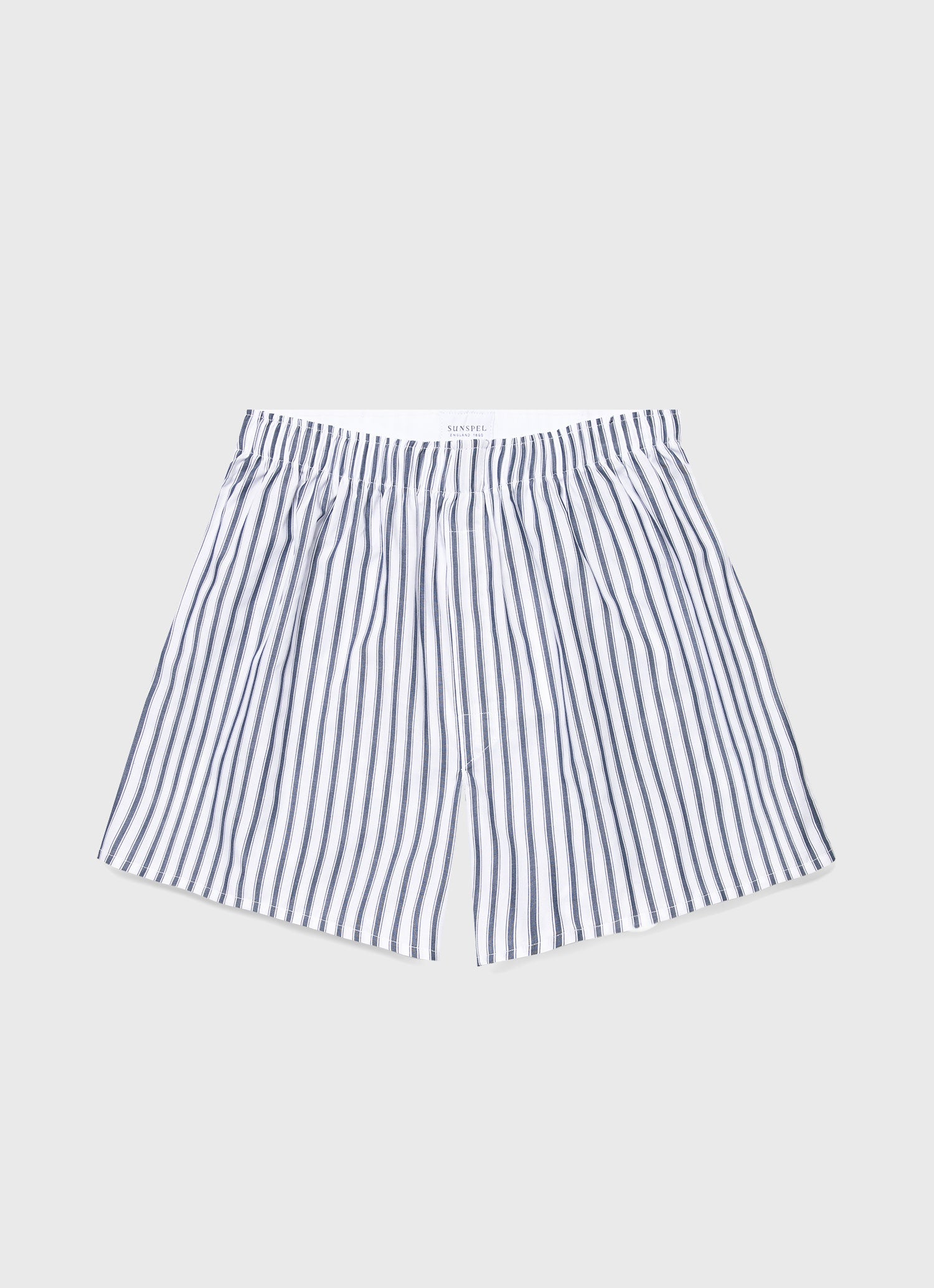 Men's Classic Boxer Shorts in White/Navy Stripe