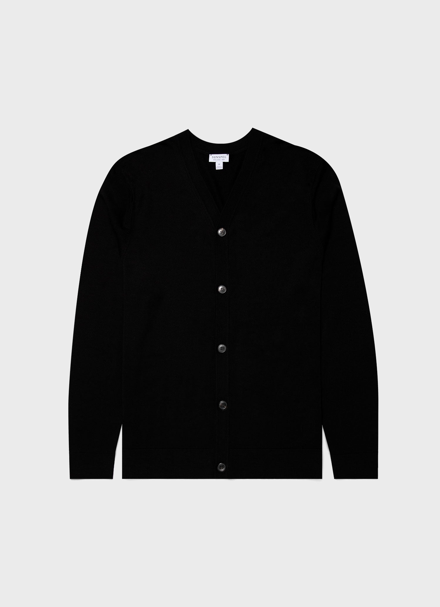 Men's Merino Cardigan in Black | Sunspel