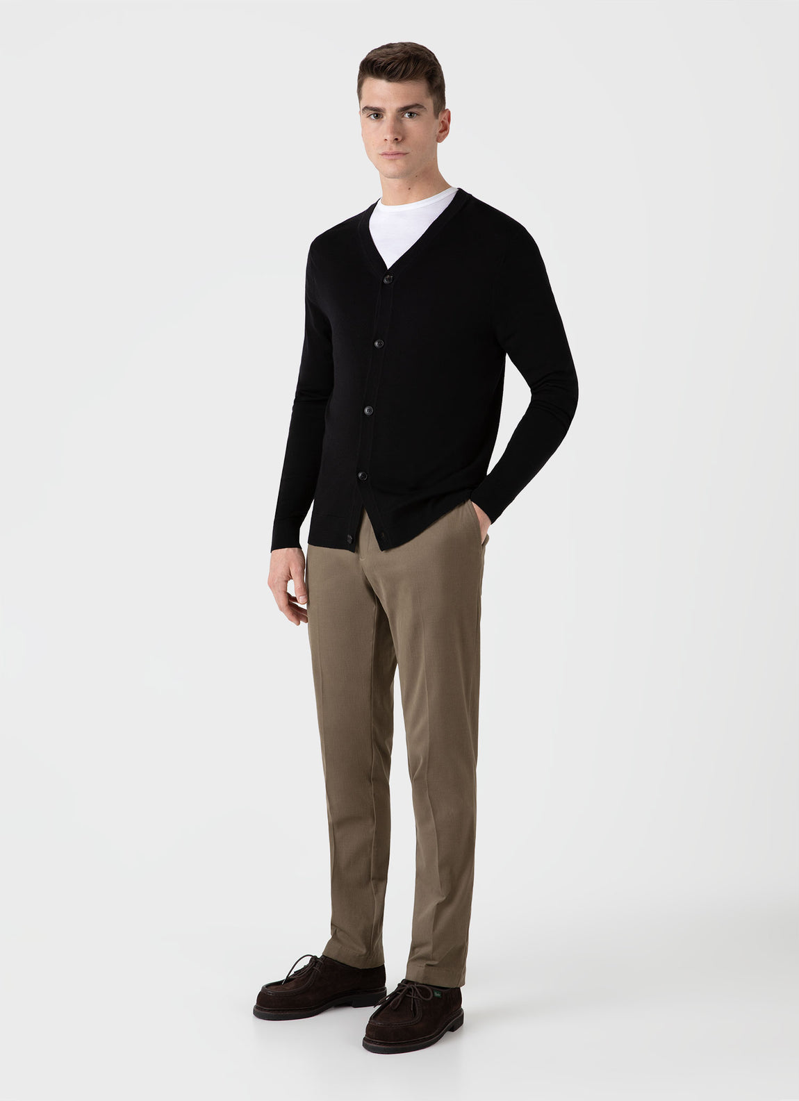 Men's Extra-Fine Merino Cardigan in Black