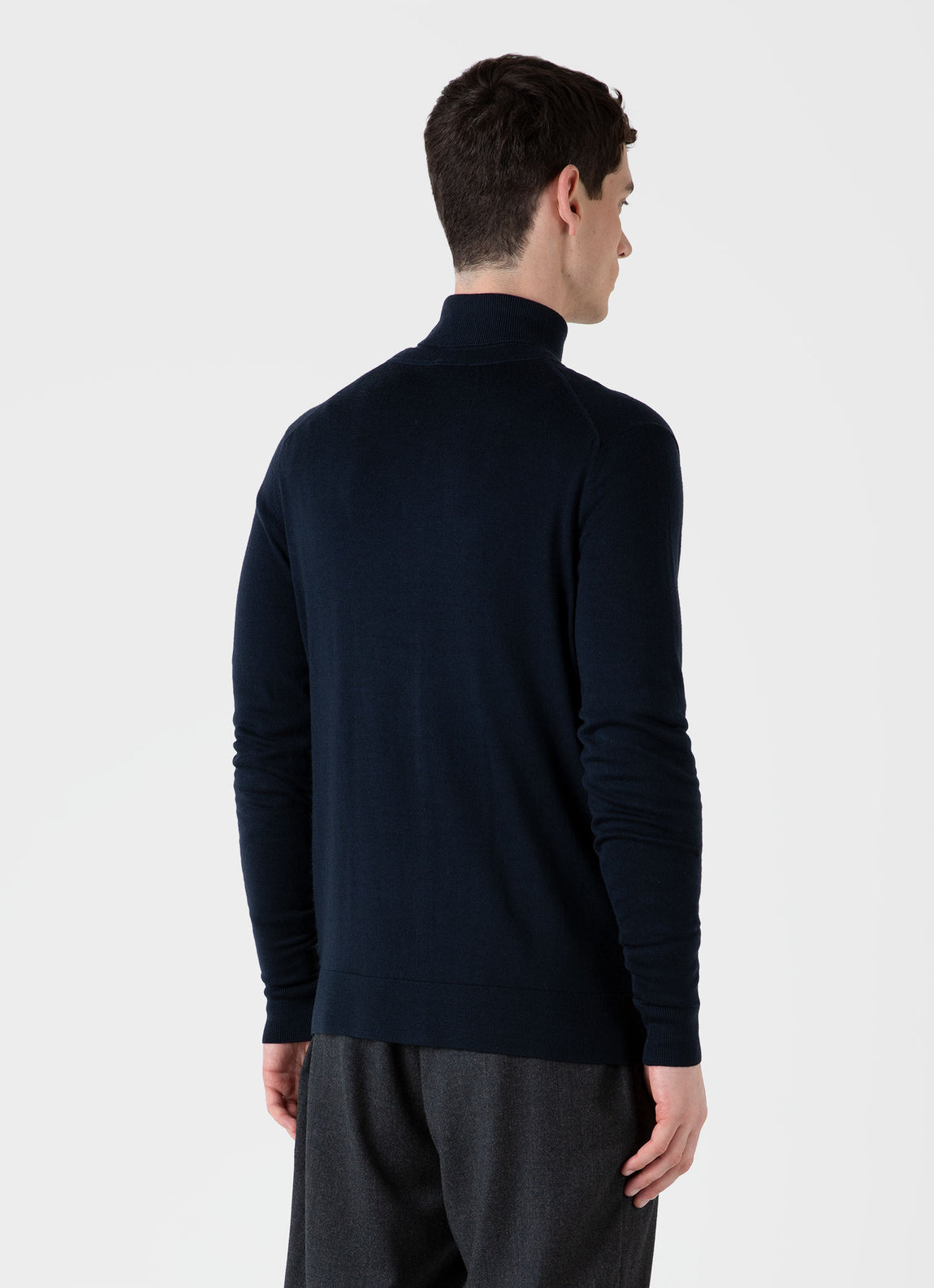 Men's Extra-Fine Merino Cardigan in Light Navy