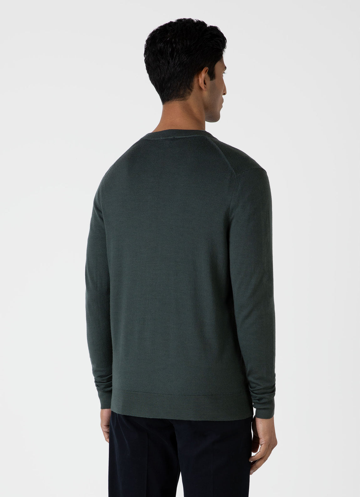 Men's Extra-Fine Merino Cardigan in Drill Green