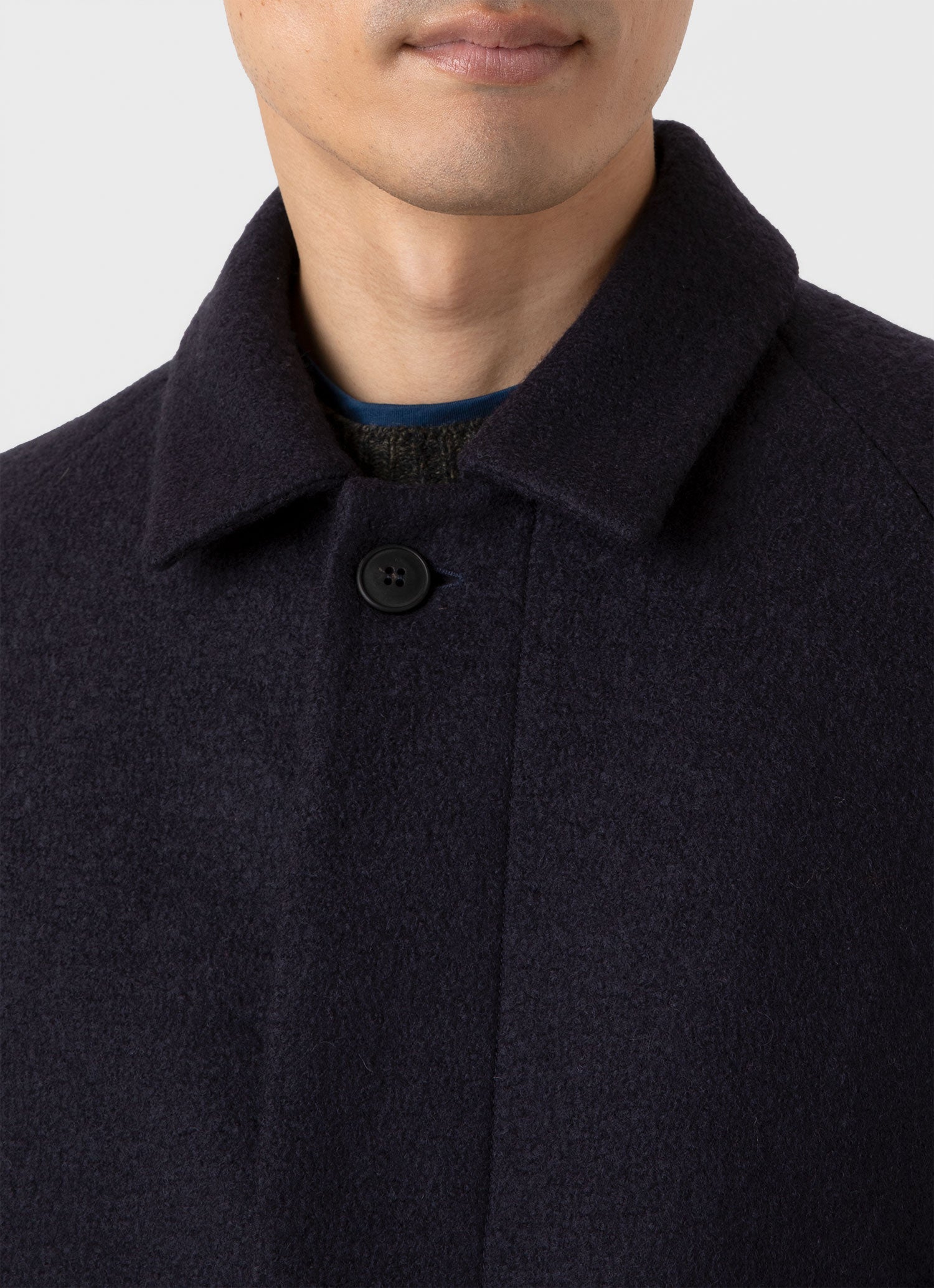 Men's Boiled Wool Car Coat in Navy