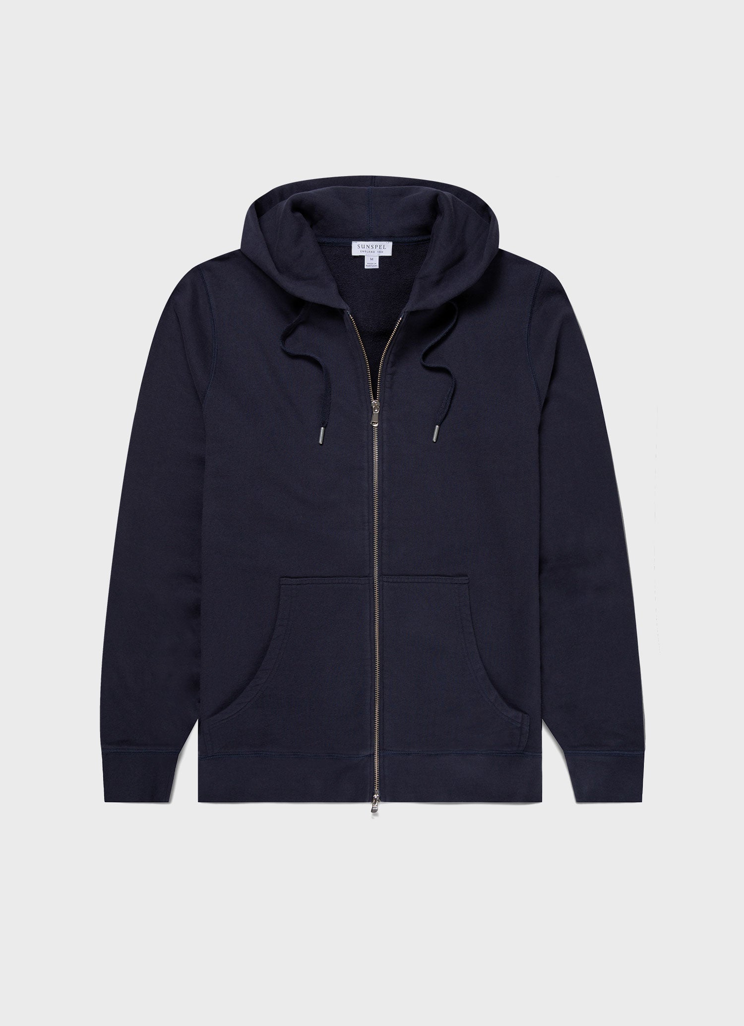 Men's Cotton Loopback Zip Hoody in Navy | Sunspel