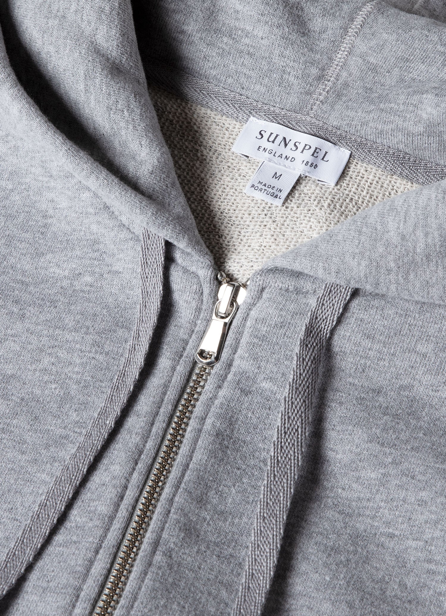 Men's Loopback Zip Hoodie in Grey Melange | Sunspel