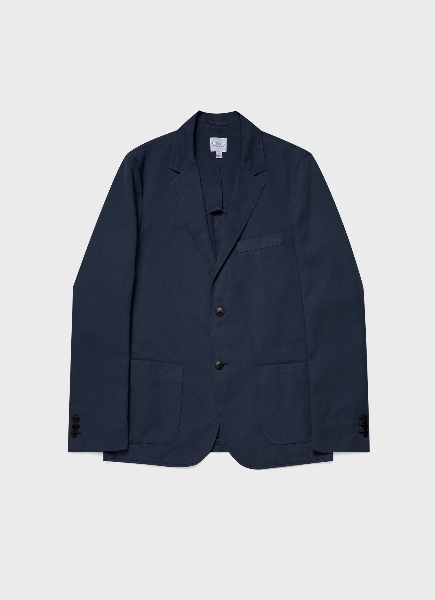 Men's Cotton Linen Unstructured Blazer in Navy | Sunspel