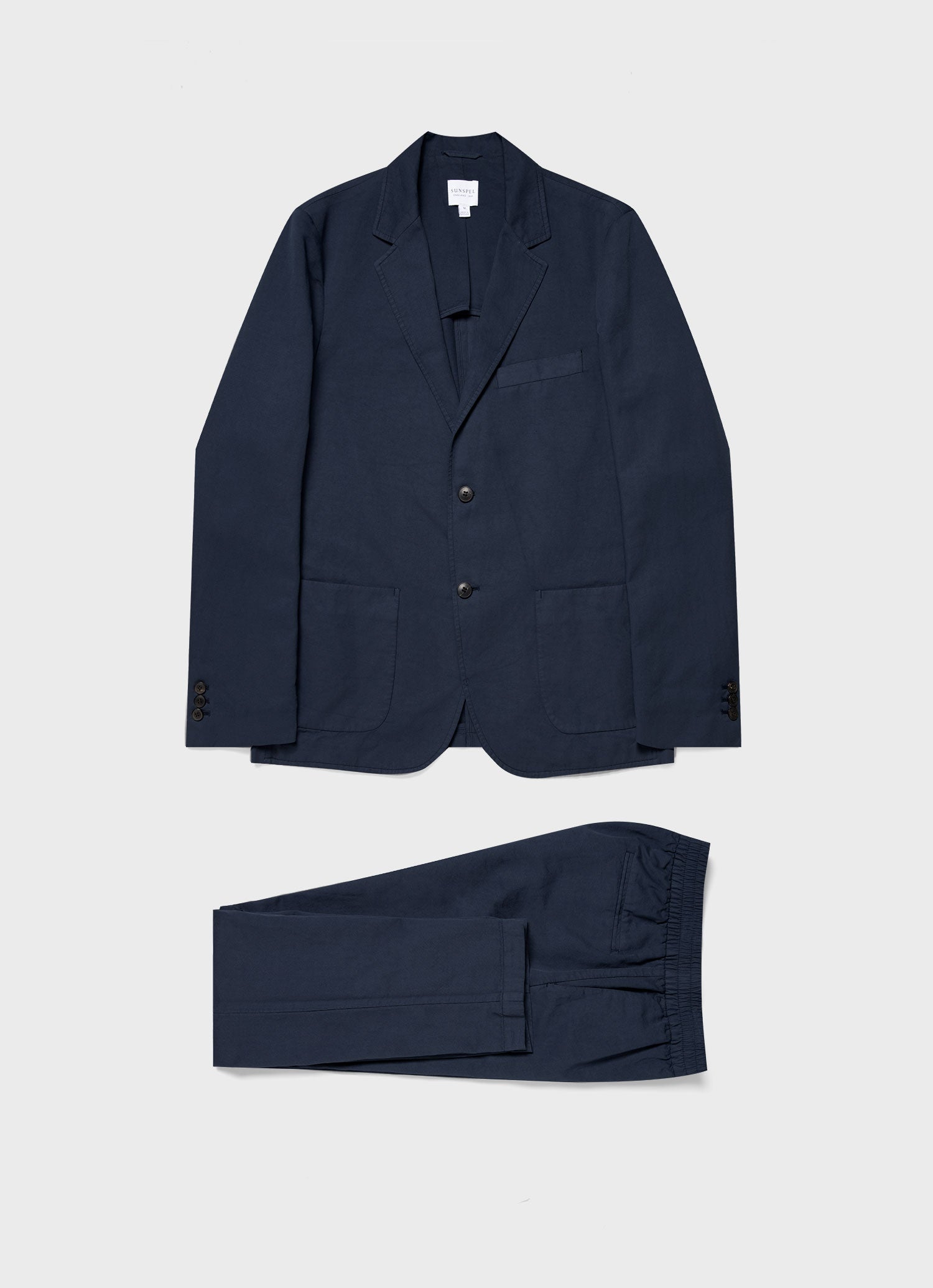 Men s Cotton Linen Two Piece Suit in Navy Sunspel