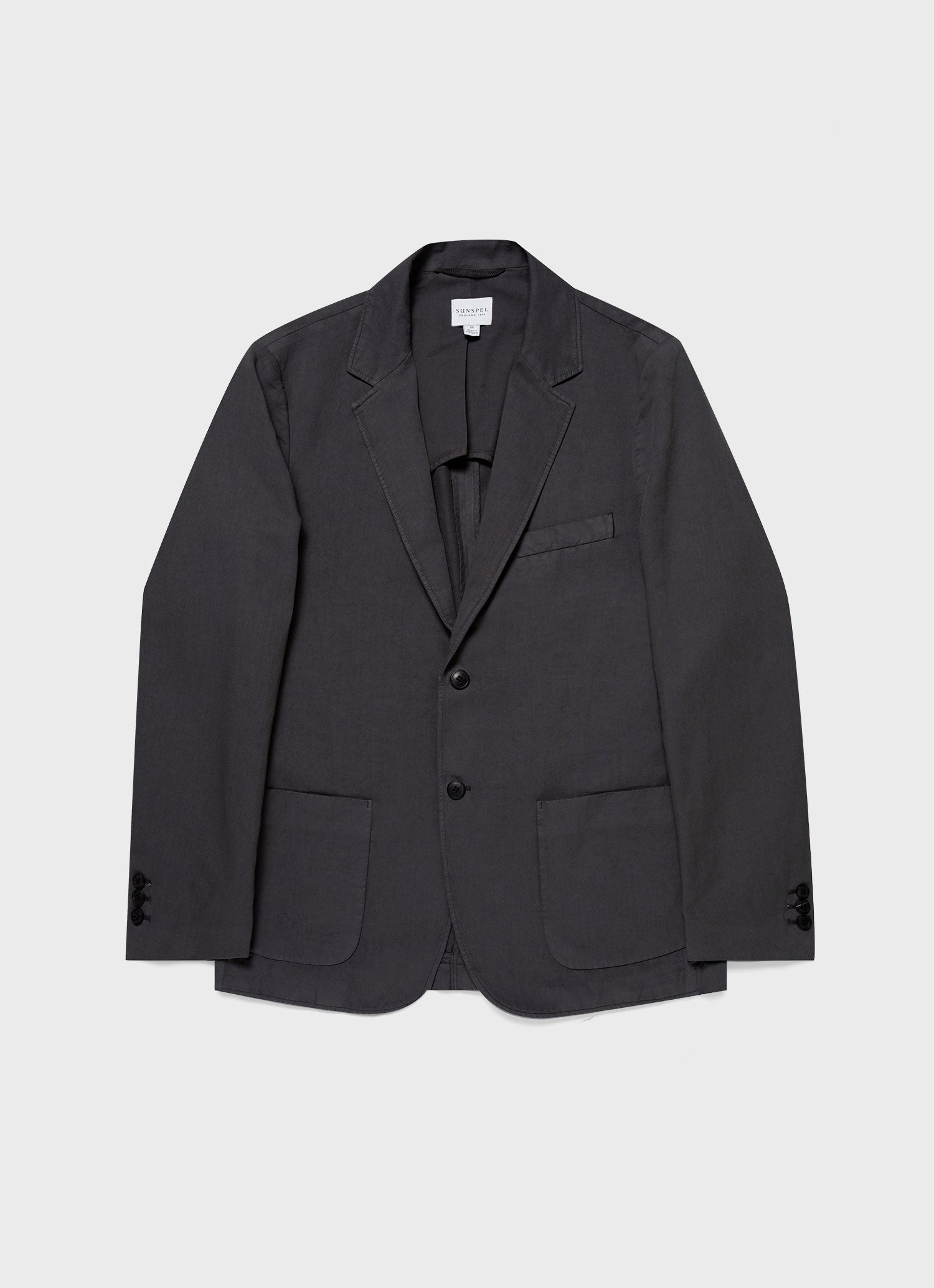 Men's Cotton Linen Unstructured Blazer in Charcoal