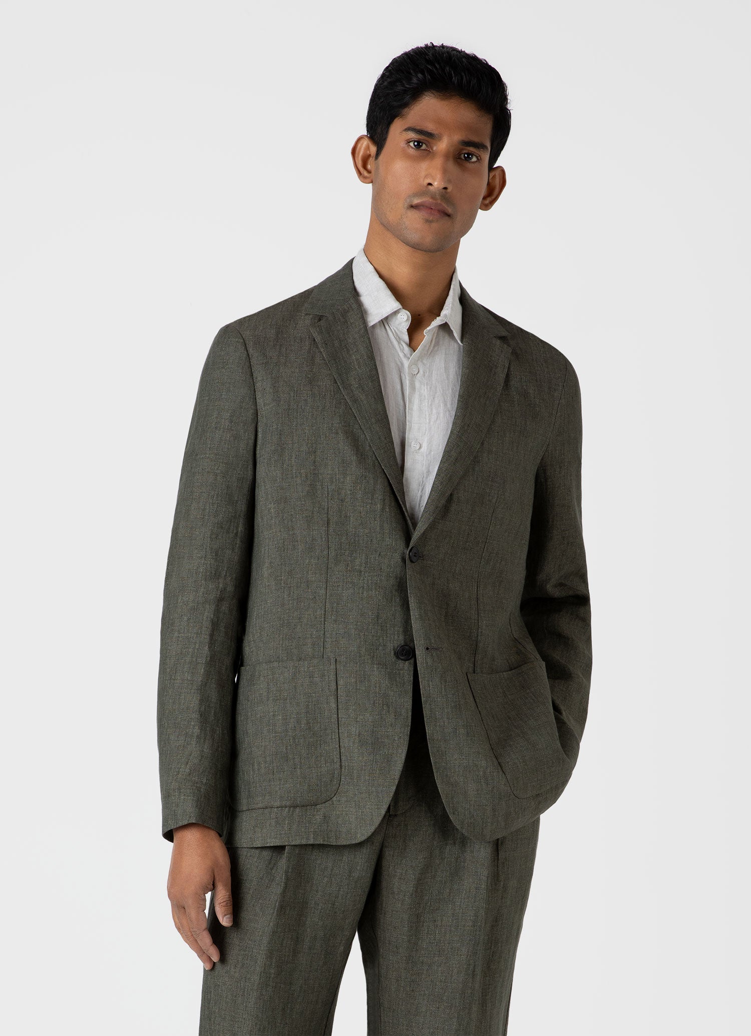 Khaki linen blazer mens outlet
