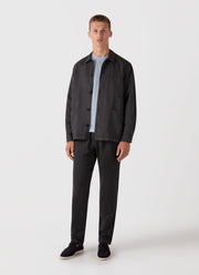 Men's Cotton Linen Twin Pocket Jacket in Charcoal