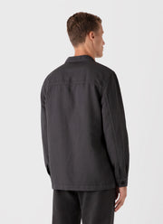 Men's Cotton Linen Twin Pocket Jacket in Charcoal