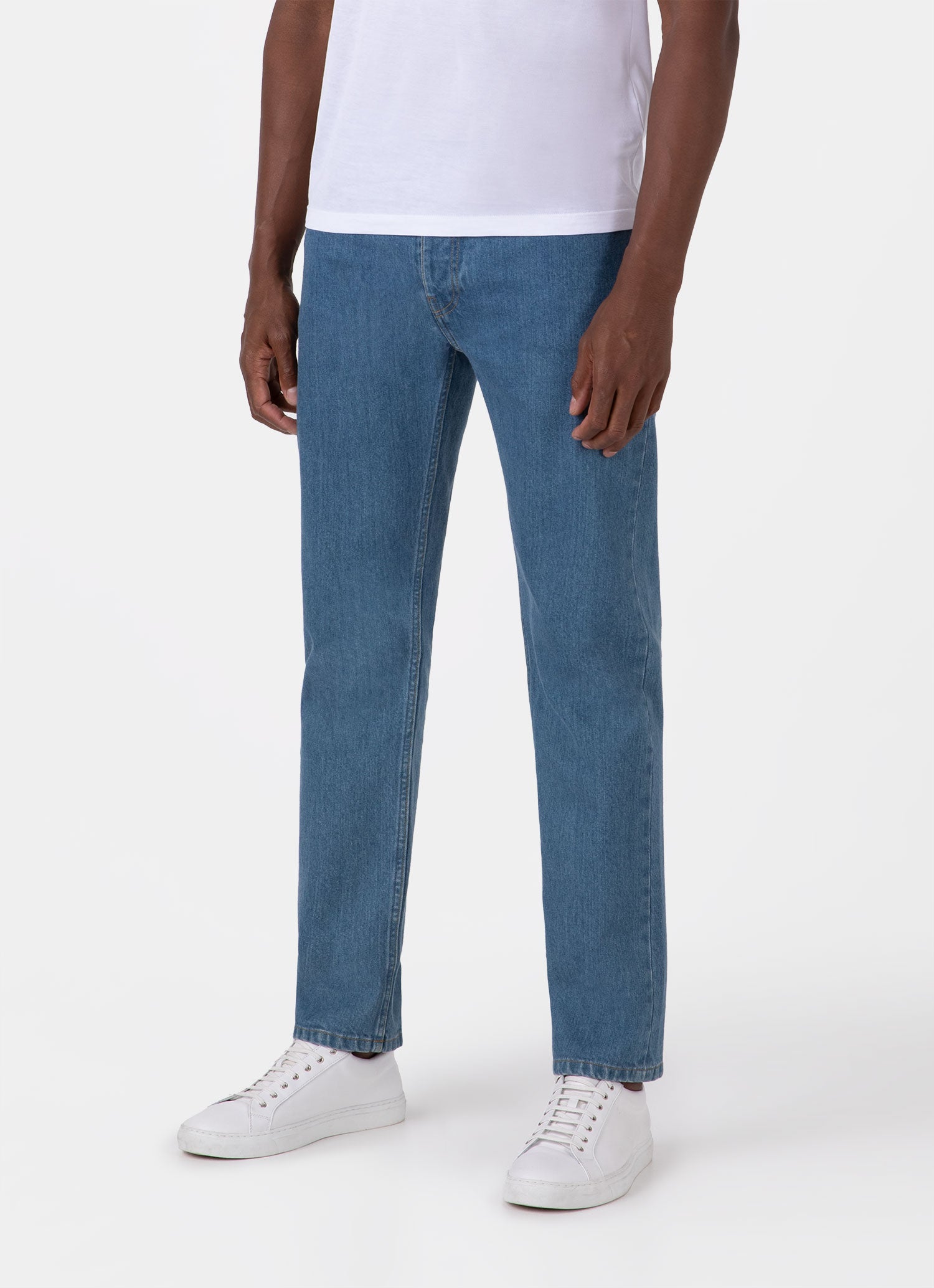 Men's Regular Fit Jeans in Mid Wash Denim