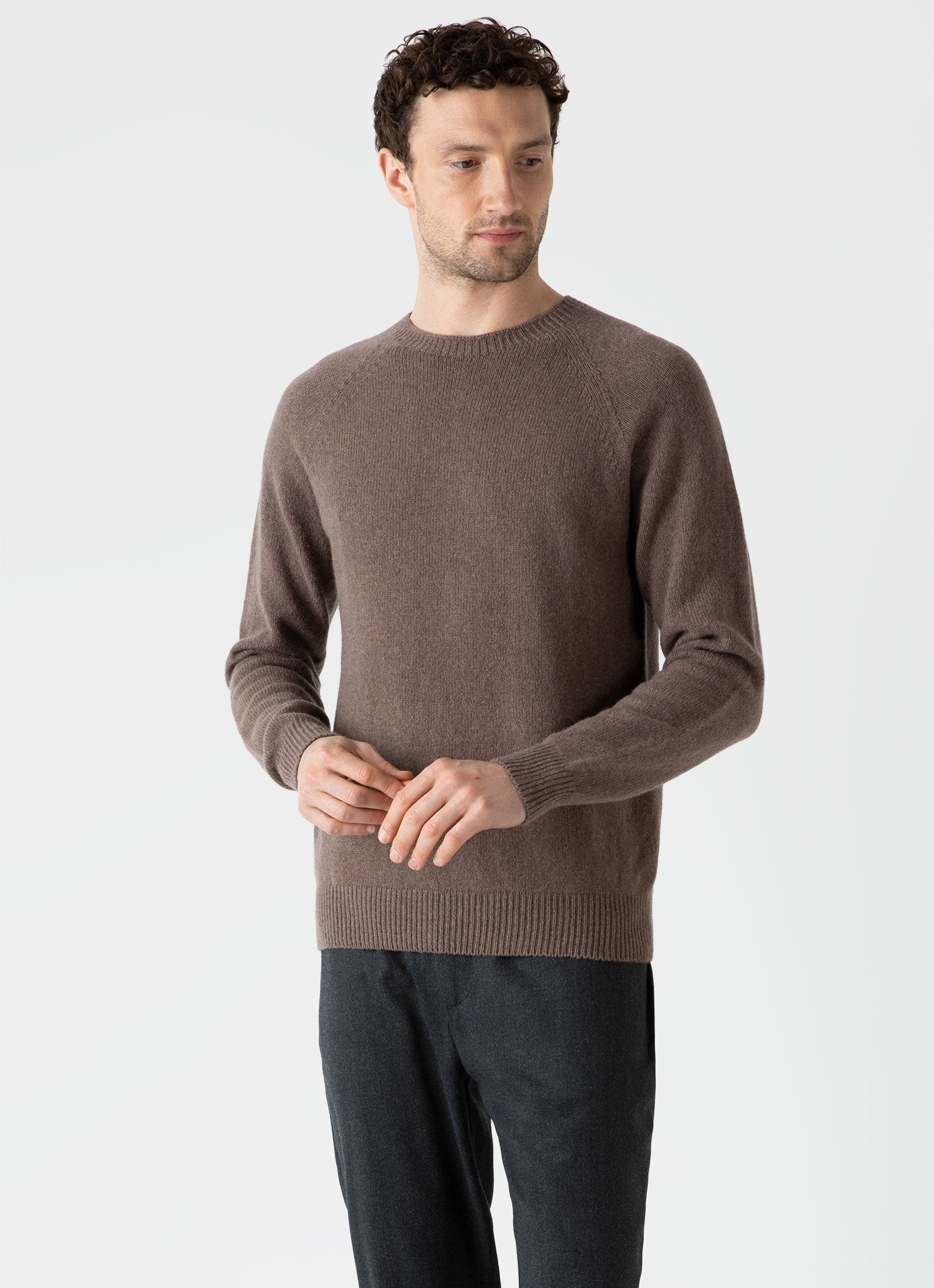 Men's Lambswool Crew Neck Jumper in Cedar | Sunspel