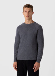 Men's Lambswool Crew Neck Jumper in Slate Blue Twist