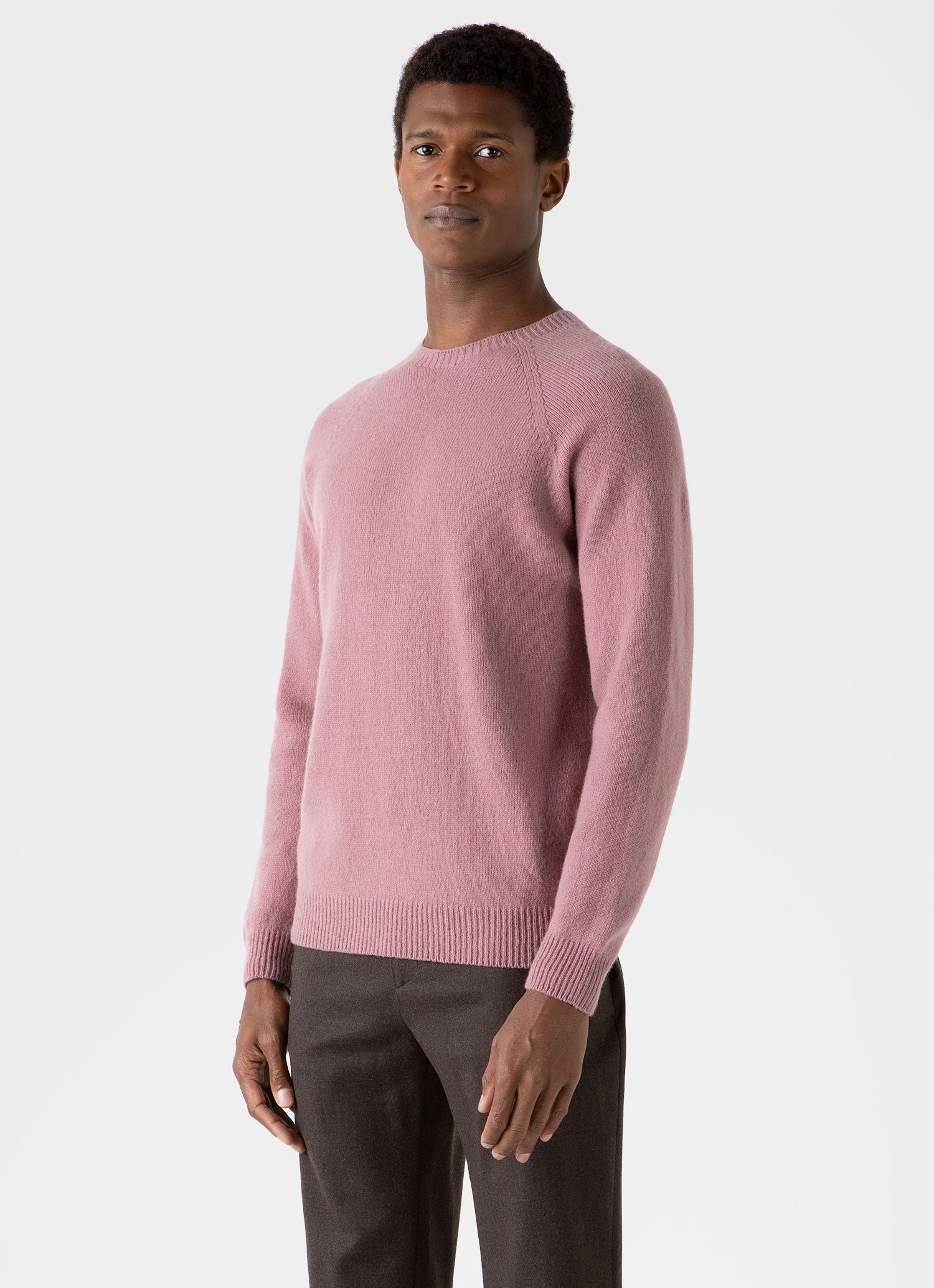 Men's Lambswool Crew Neck Jumper in Vintage Pink