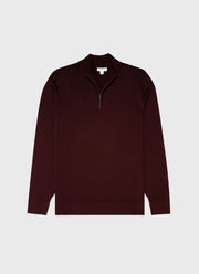 Men's Extra-Fine Merino Zip Neck in Maroon