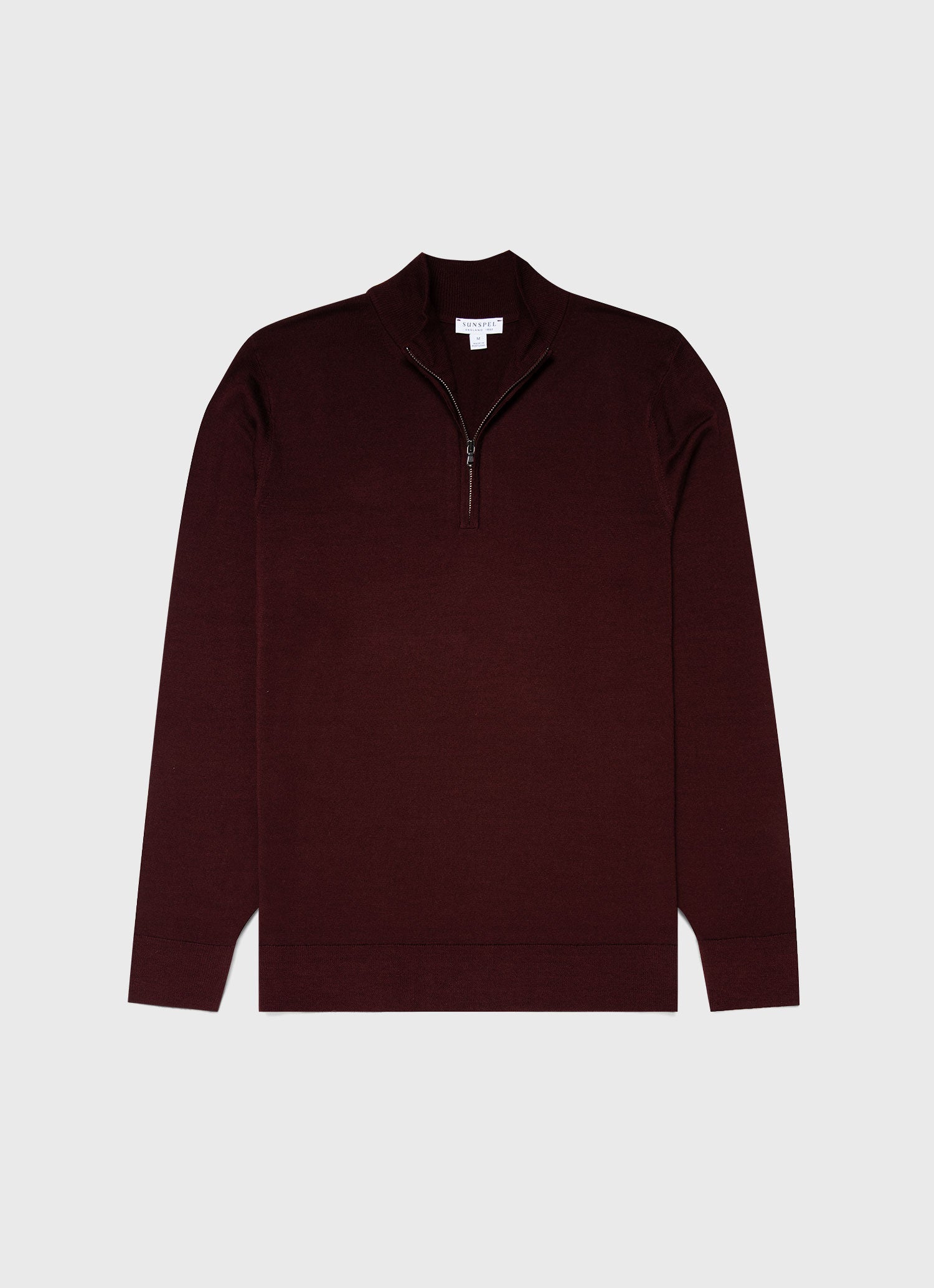 Men's Extra-Fine Merino Zip Neck in Maroon