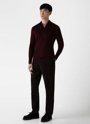 Men's Extra-Fine Merino Zip Neck in Maroon