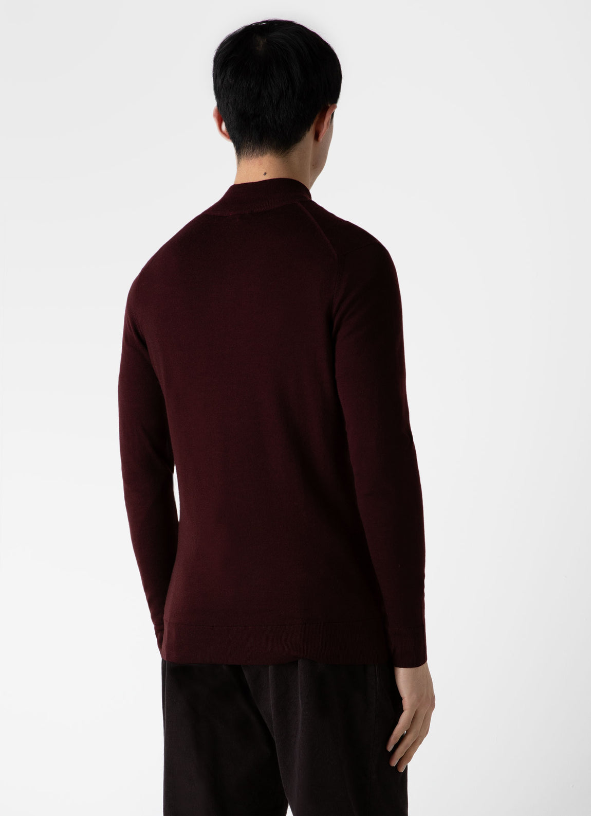 Men's Extra-Fine Merino Zip Neck in Maroon