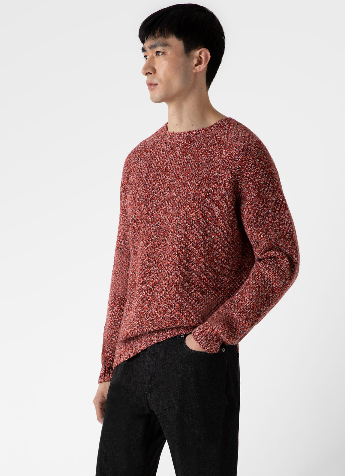 Men's Lambswool Textured Jumper in Magma Twist