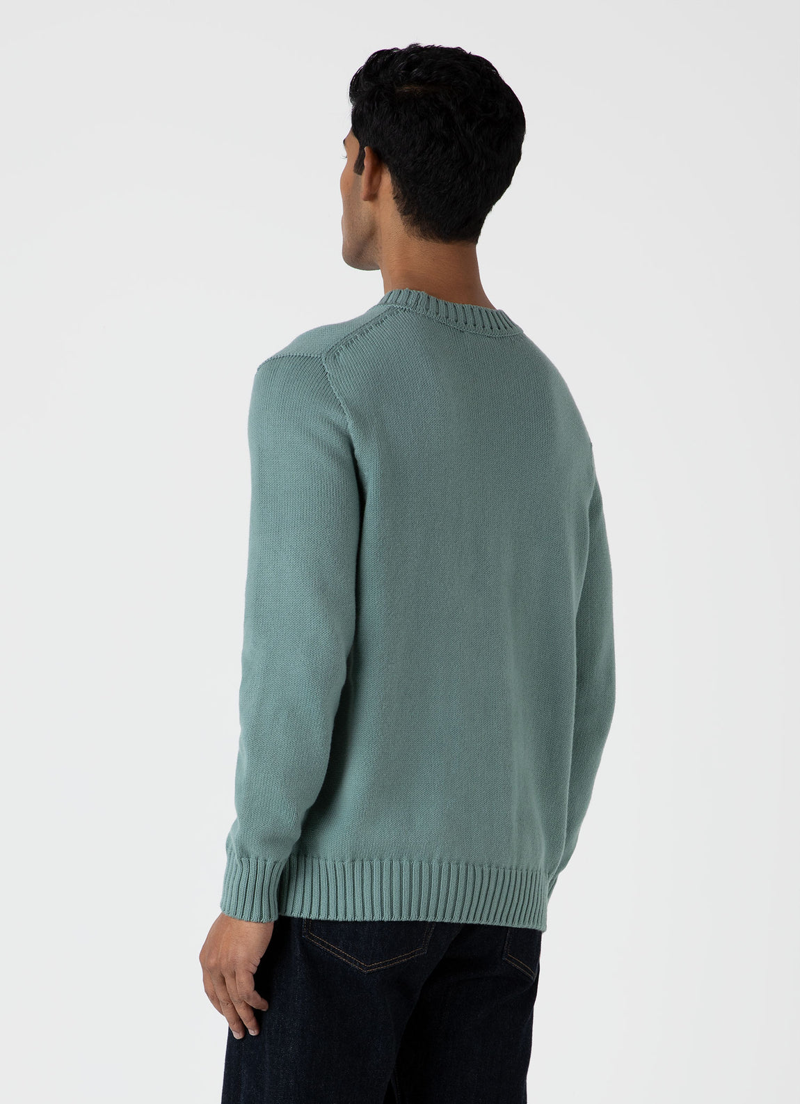 Men's Cotton Crew Neck Jumper in Smoke Green