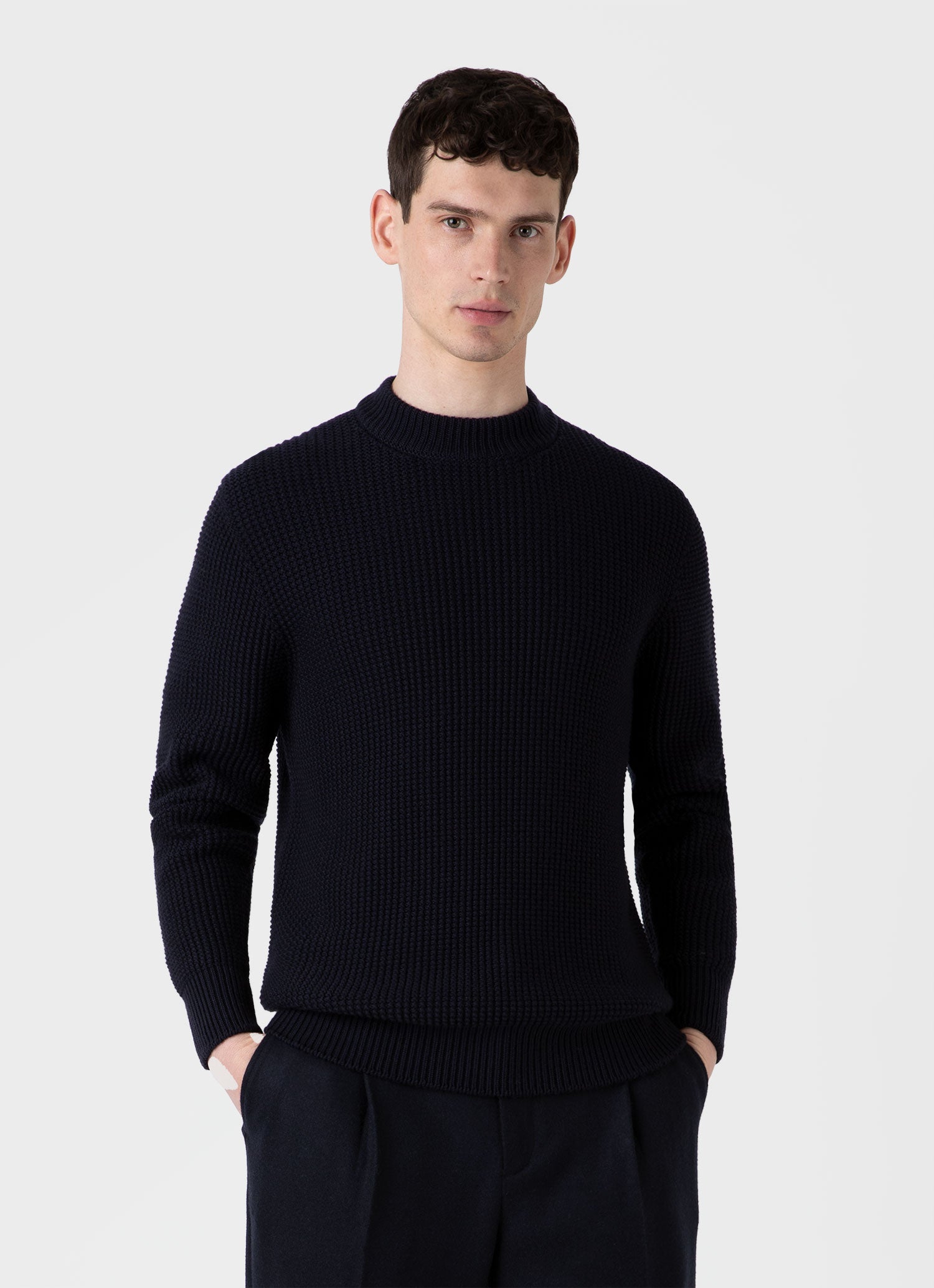 Men's Mariner Mock Neck Jumper in Light Navy