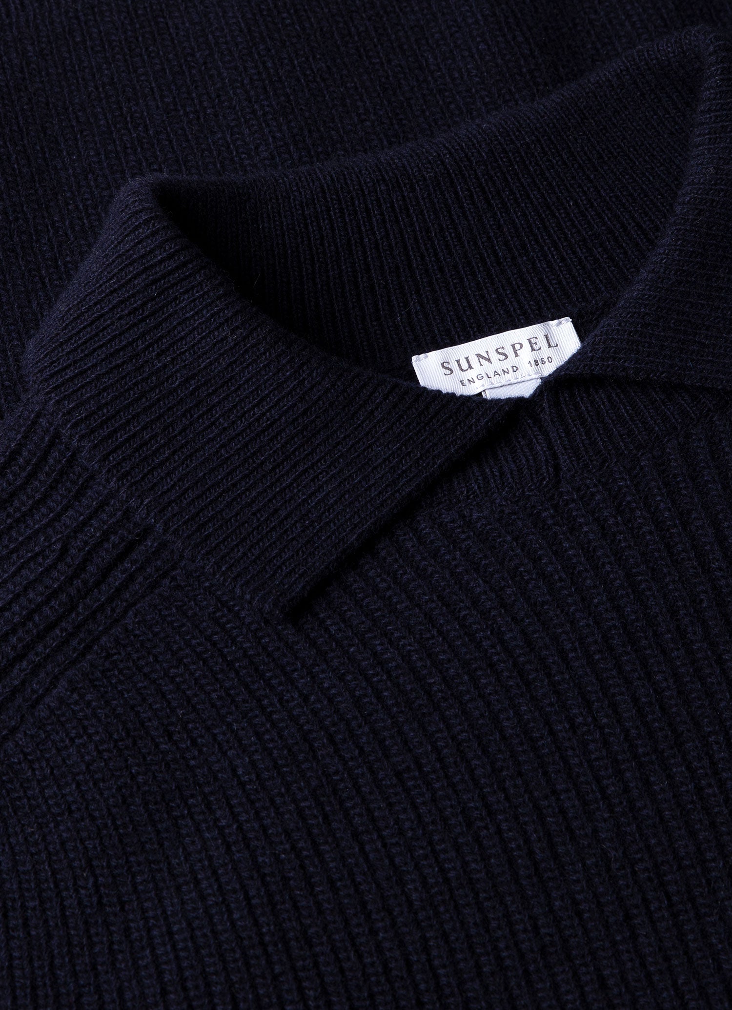 Men's Ribbed Polo Neck Jumper in Navy