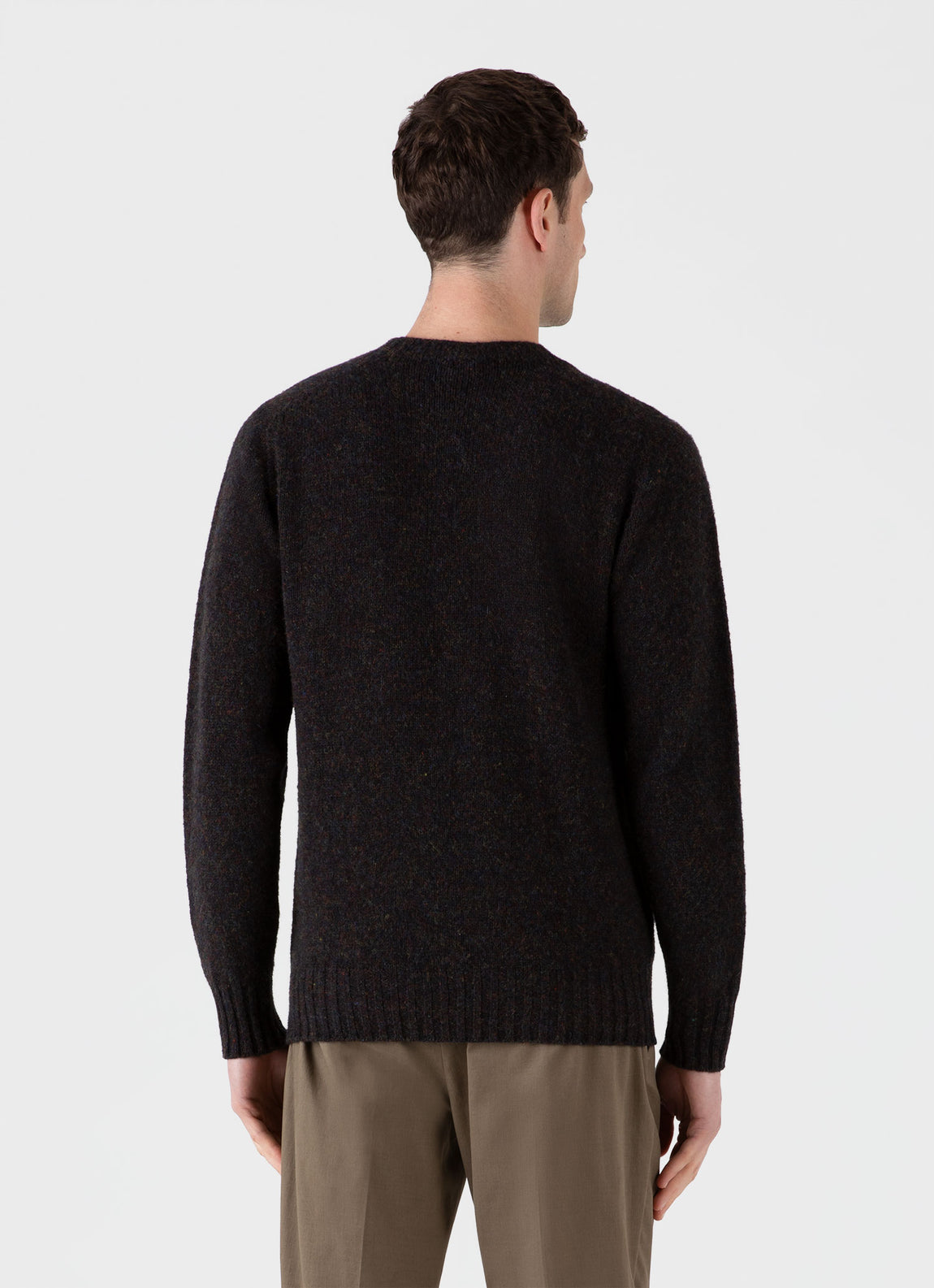 Men's Shetland Crew Neck Jumper in Midnight Melange