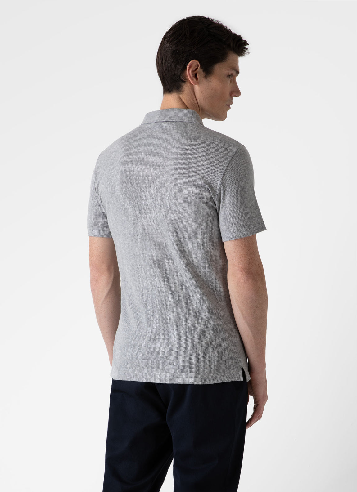 Men's Riviera Polo Shirt in Grey Melange | Sunspel