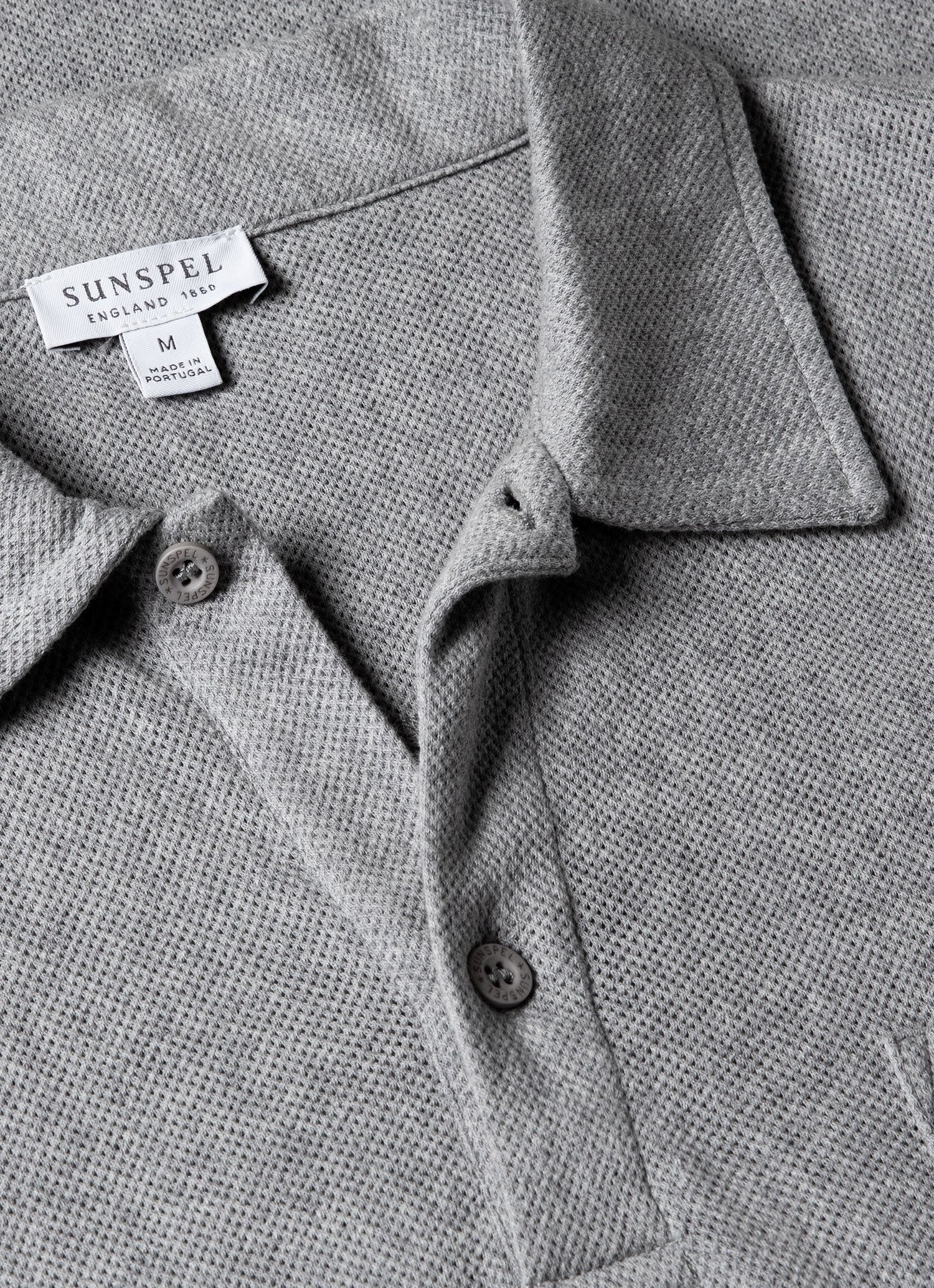 Men's Riviera Polo Shirt in Grey Melange | Sunspel