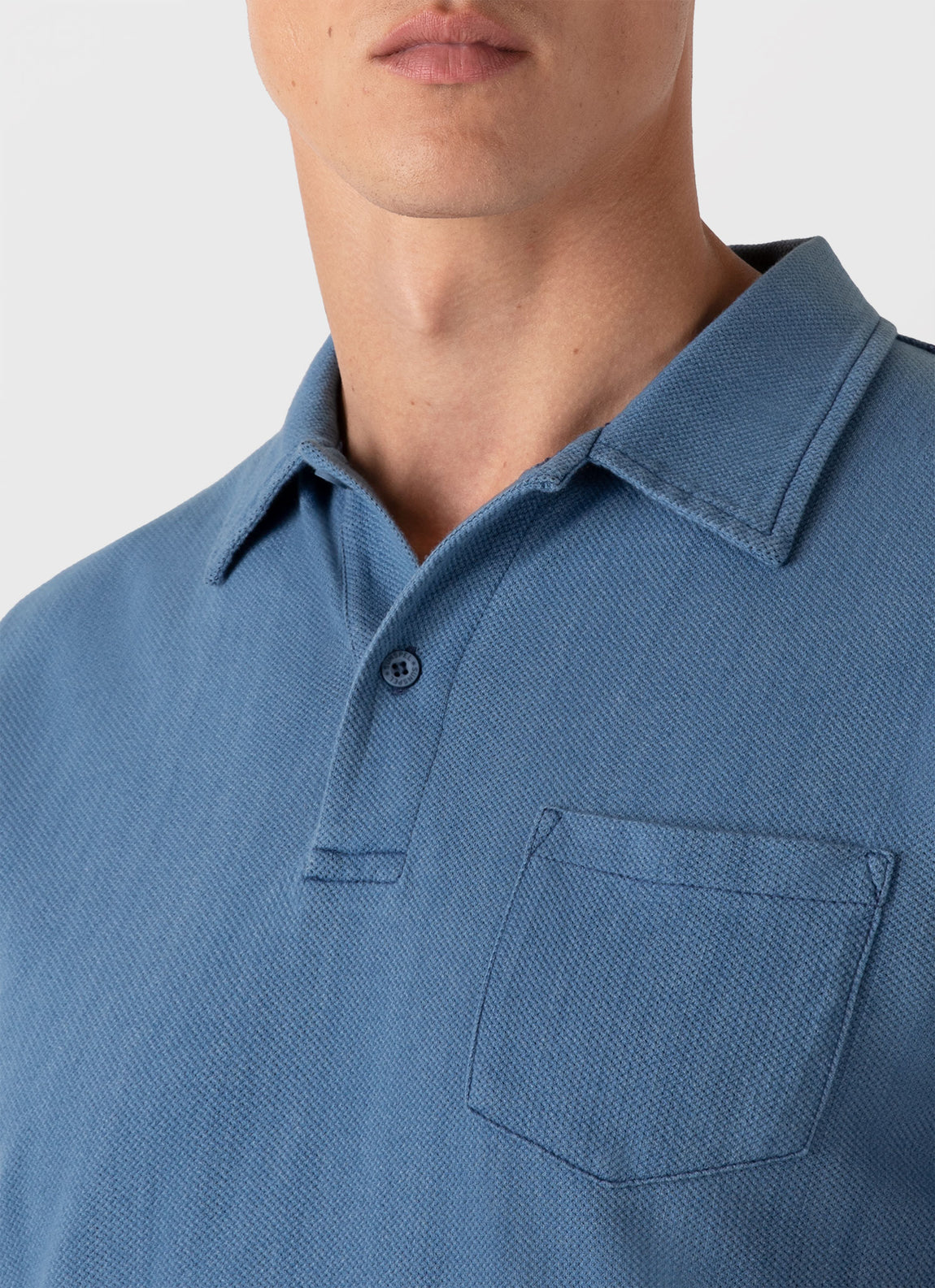 Men's Riviera Polo Shirt in Mid Indigo Wash