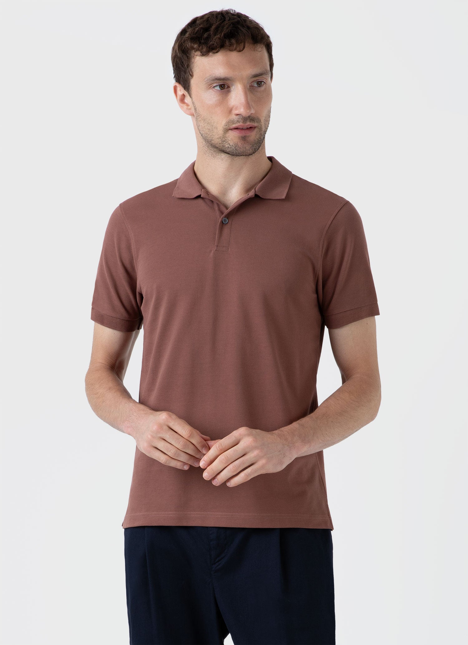 Men's brown polo t sale shirt