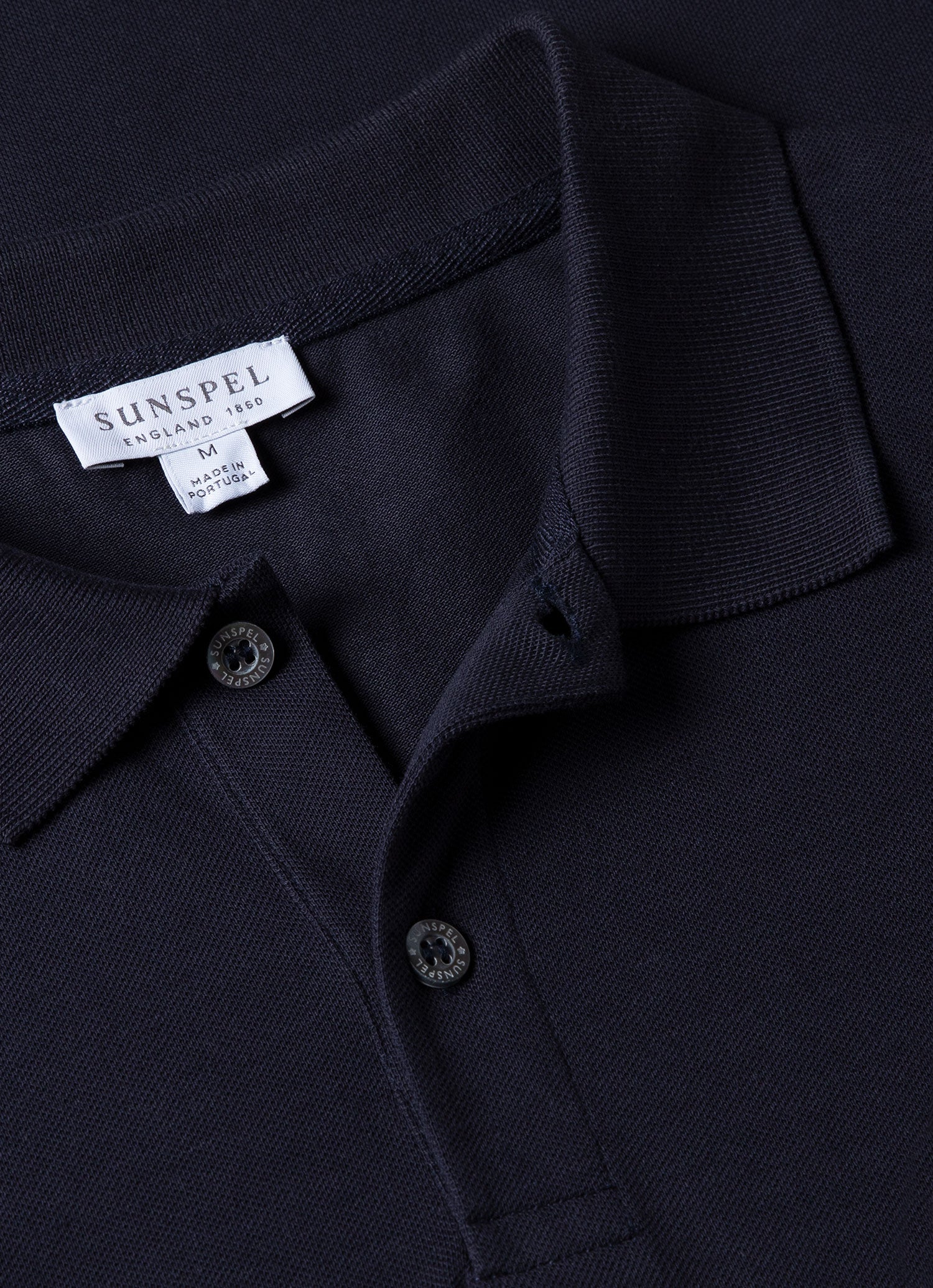 Men's Piqué Polo Shirt in Navy | Sunspel