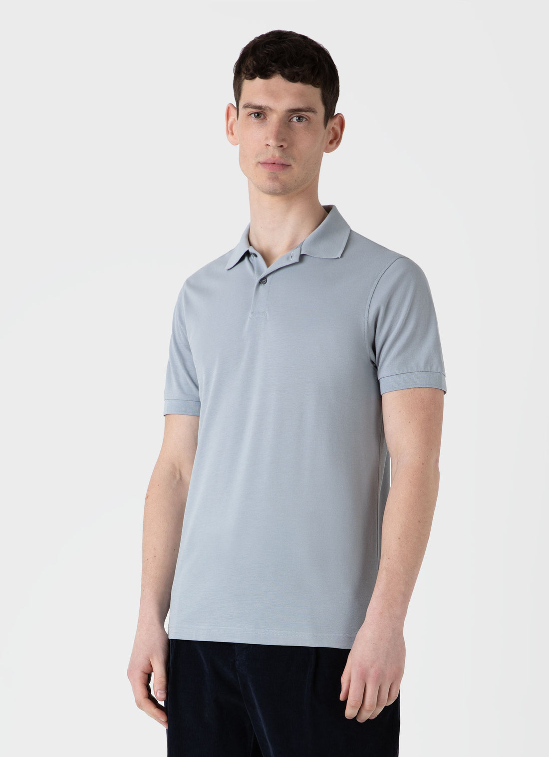Men's Piqué Polo Shirt in Smoke Blue