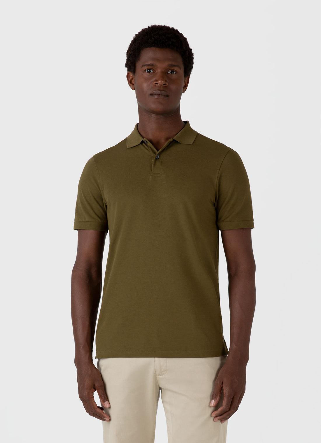 Men's Piqué Polo Shirt in Olive Green