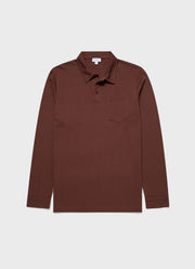 Men's Long Sleeve Riviera Polo Shirt in Cocoa Brown