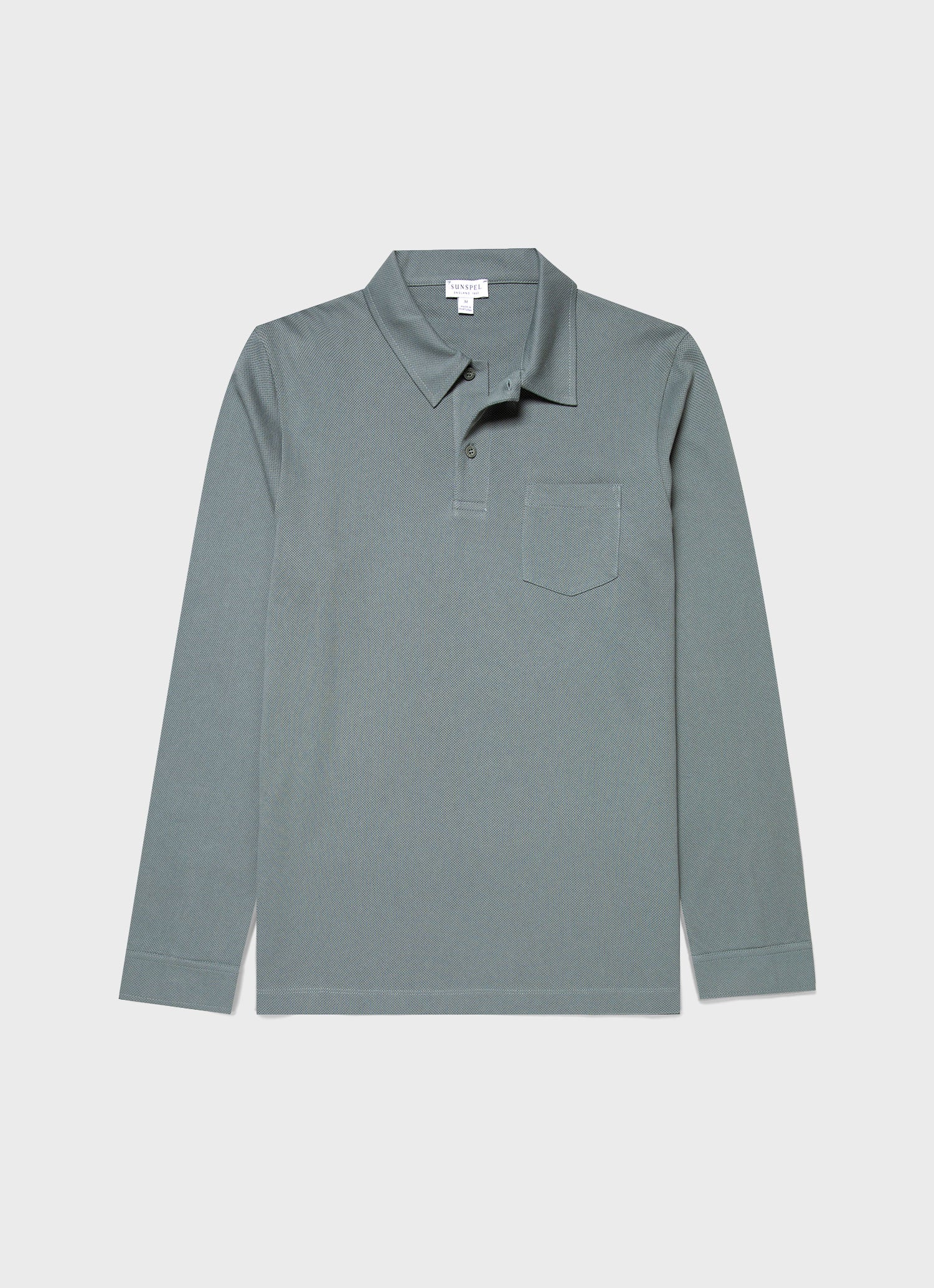 Men's Long Sleeve Riviera Polo Shirt in Smoke Green