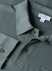 Men's Long Sleeve Riviera Polo Shirt in Smoke Green