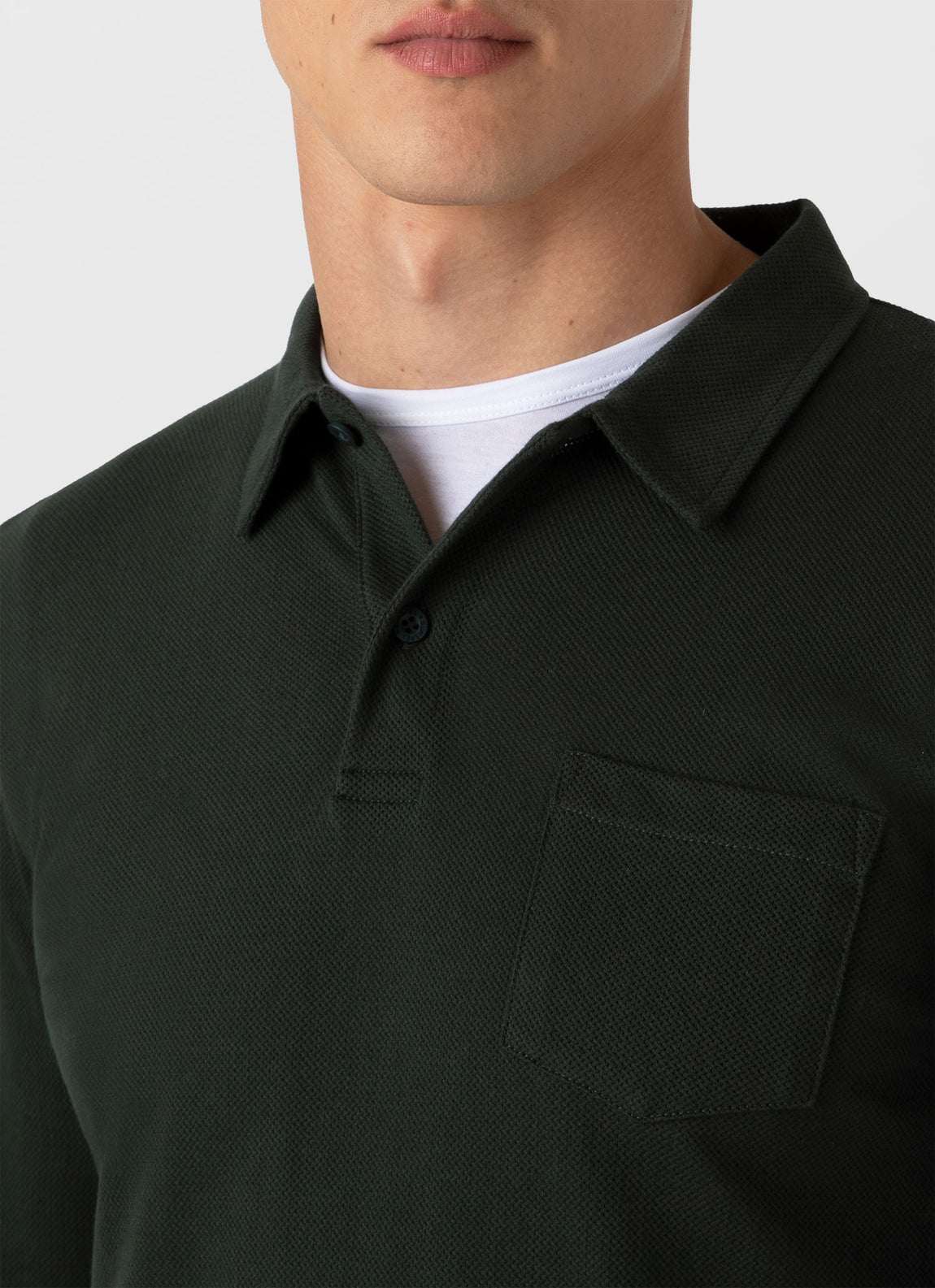 Men's Long Sleeve Riviera Polo Shirt in Holly Green