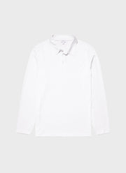 Men's Jersey Long Sleeve Polo Shirt in White