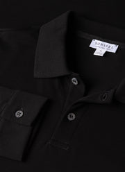 Men's Long Sleeve Piqué Polo Shirt in Black