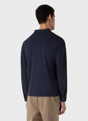 Men's Long Sleeve Piqué Polo Shirt in Navy