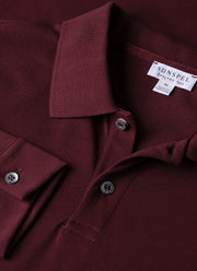 Men's Long Sleeve Piqué Polo Shirt in Port