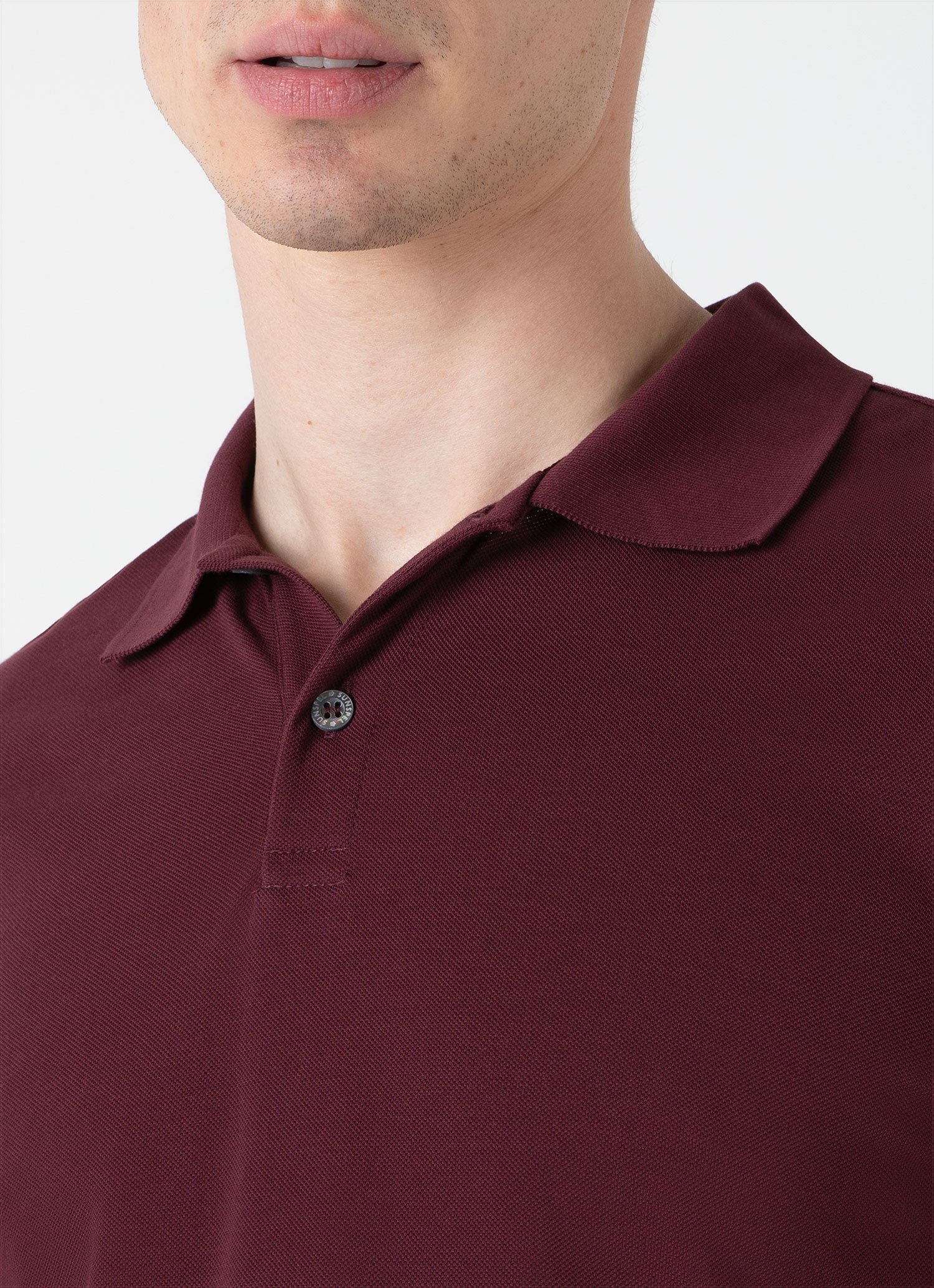 Men's Long Sleeve Piqué Polo Shirt in Port