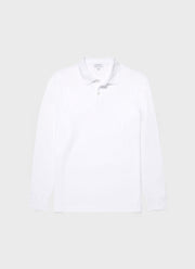 Men's Long Sleeve Piqué Polo Shirt in White