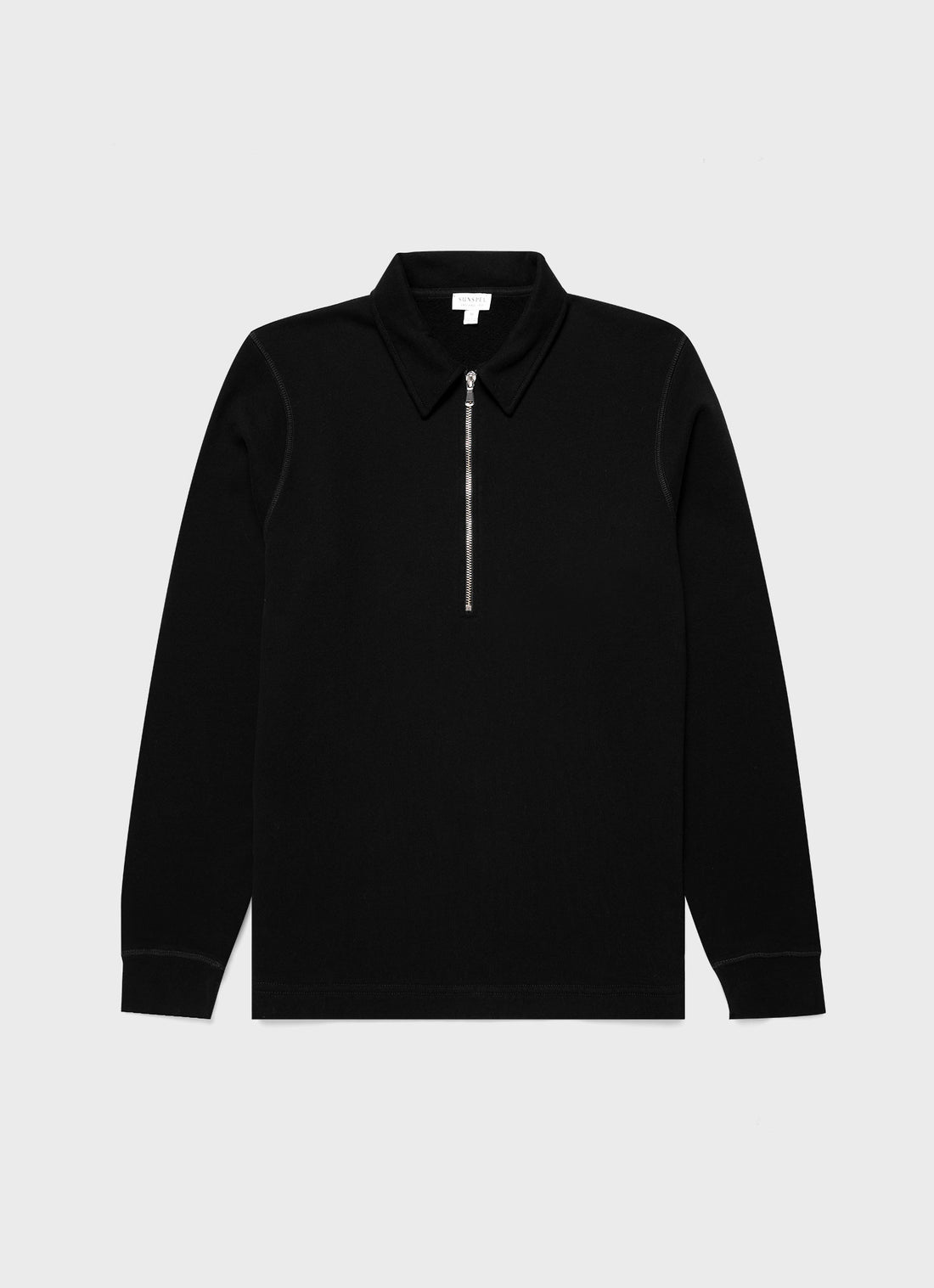 Men's Zip Polo Loopback Sweatshirt in Black