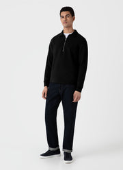 Men's Zip Polo Loopback Sweatshirt in Black