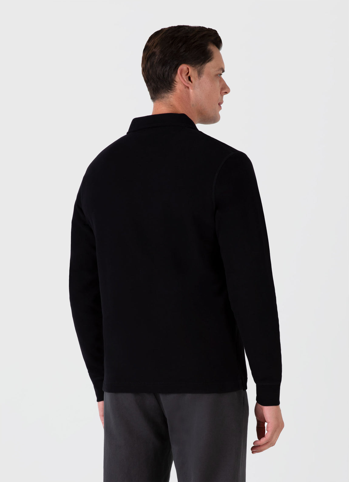 Men's Zip Polo Loopback Sweatshirt in Black